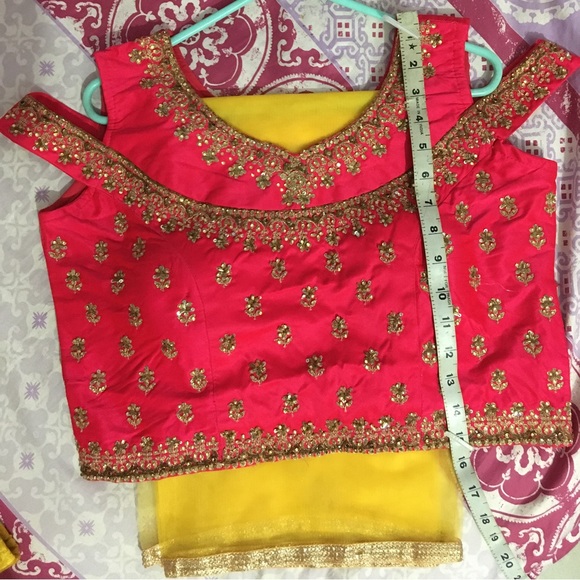 Lehenga in Yellow and Pink - Picture 7 of 16
